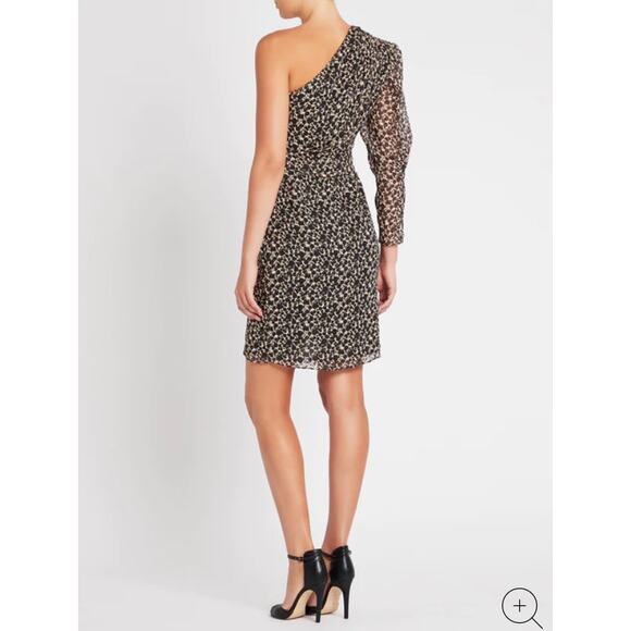 IRO One Shoulder Asymmetrical Dress Size US 4/ F 36 Silk Mini Black Morello - Picture 4 of 12